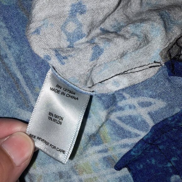 John Mark Womens Blouse XL Boho Multicolor Abstract Print Rayon 3/4 Sleeve Top - Picture 6 of 7